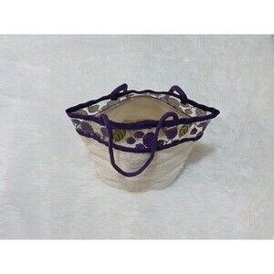 Vinyl & Terry Grape Vine Bucket Bag -Great for Makeup, Toiletries, Hair Products